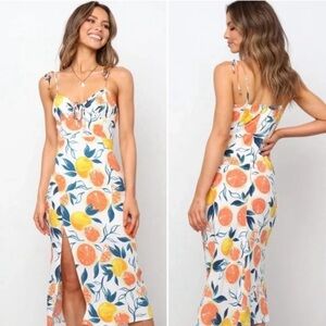 Seven Wonders Orange and Tangerine Midi Dress - XS US2 AU6 UK6